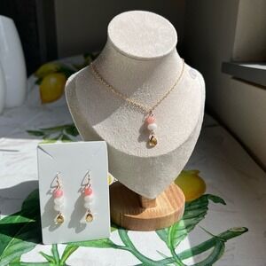 Citrine Jewelry Set, Pink Jade, White Jade, Pink Lemonade, Casual, Summer